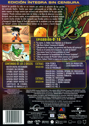 Carátula trasera de Dragon Ball Z vol. 02 - Saga Saiyans - (Ep. 009-016)